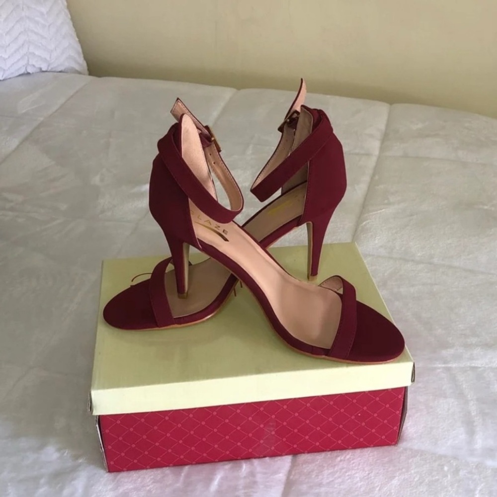Wine Red Strap Heels
